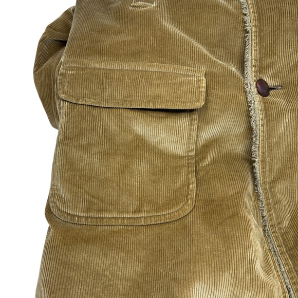 ZERO KING Vintage Brown Corduroy Faux Fur Collar Long Coat Men's Size 44L Rare - Picture 13 of 16